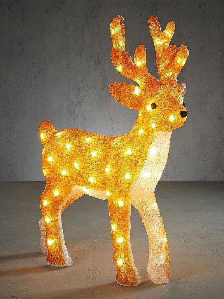 63cm Arcylic Deer - Brown & White with 80 LEDs