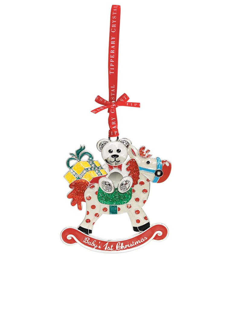 Sparkle Baby's First Xmas Rocking Horse Decoration
