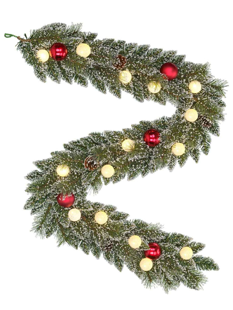 1.8M (6ft) B/O Frosted Kaprun Garland with Warm White LEDs