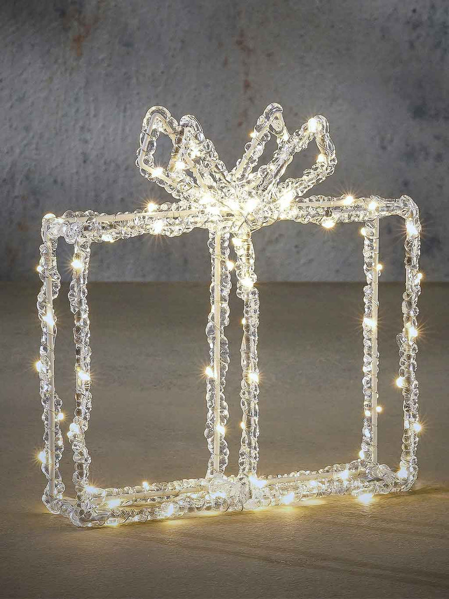 23cm B/O 3D Present - 80 Warm White LEDs – Seasons Christmas Outlet