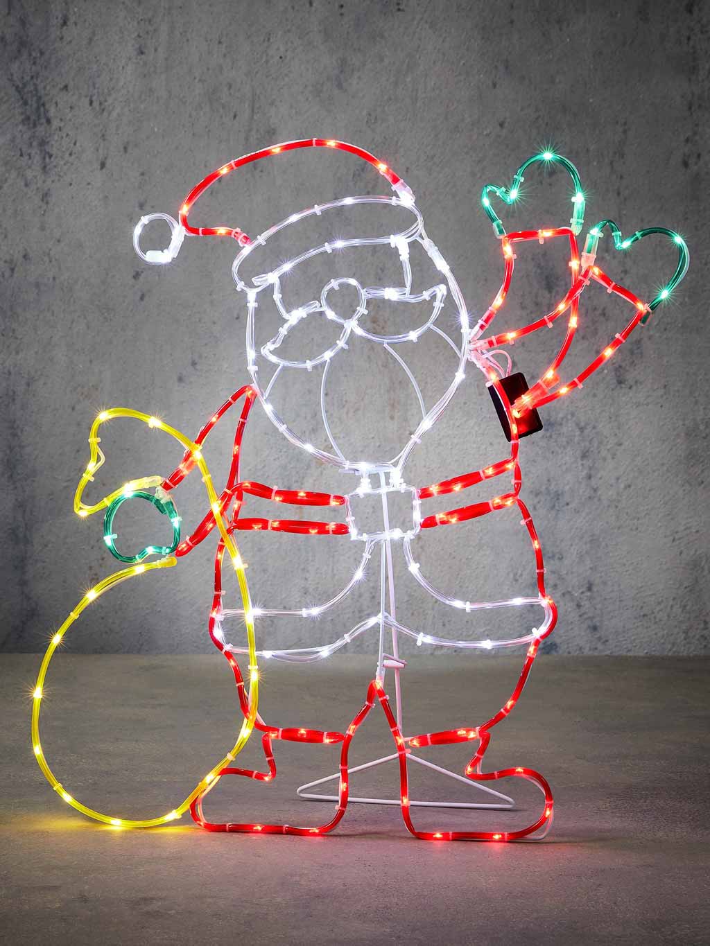 57 x 60cm Moving Ropelight - Waving Santa with 159 Multicolour