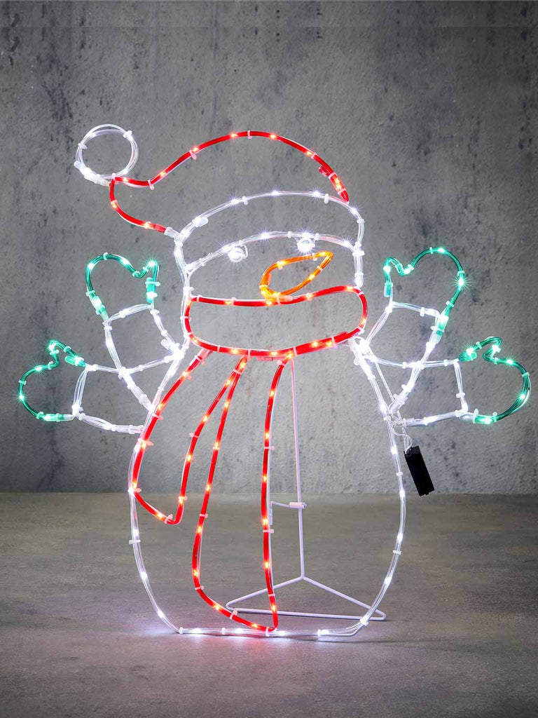 61 x 60cm Moving Ropelight Waving Snowman with 131 Multicolour LEDs