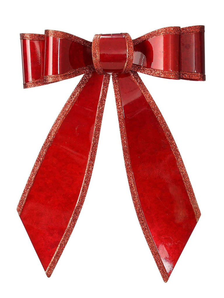 46cm Metal Hanging Bow - Red