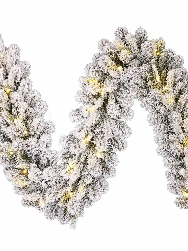 Pre-Lit B/O Frosted Grimshaw Garland with Dual LED - 6ft