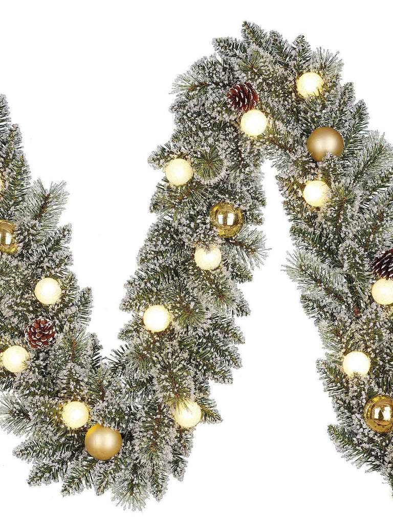 B/O Frosted Kaprun Garland - Gold 9ft