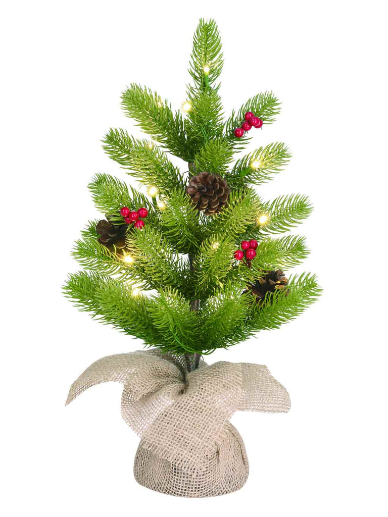 B/O Canaan Christmas Tree Green with Burlap Base - Warm White LEDs