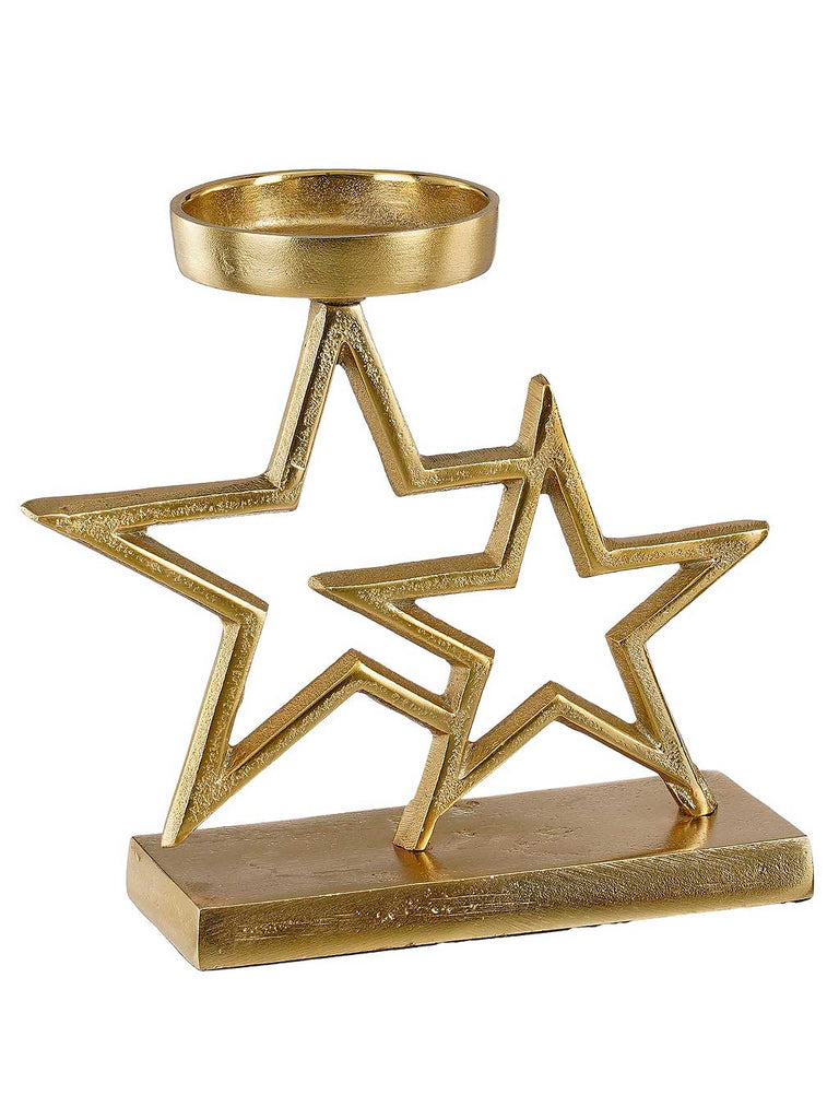 17cm Tealight Holder Star Gold