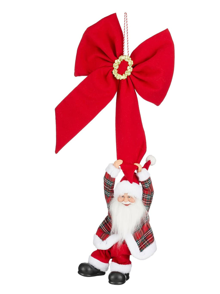 90cm B/O Hanging Santa Bow - Red Moving with Music