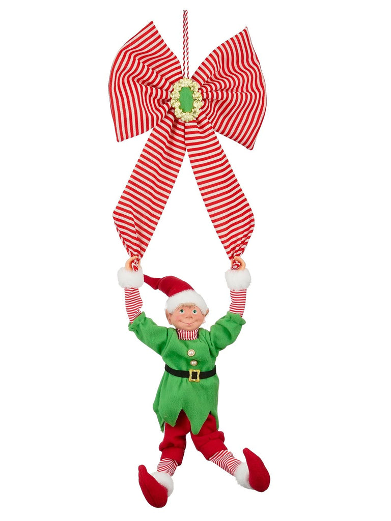 98cm B/O Hanging Elf - Green Moving with Music