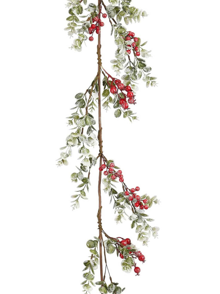 1.8M (6ft) Frosted Garland with Pine Berries Red