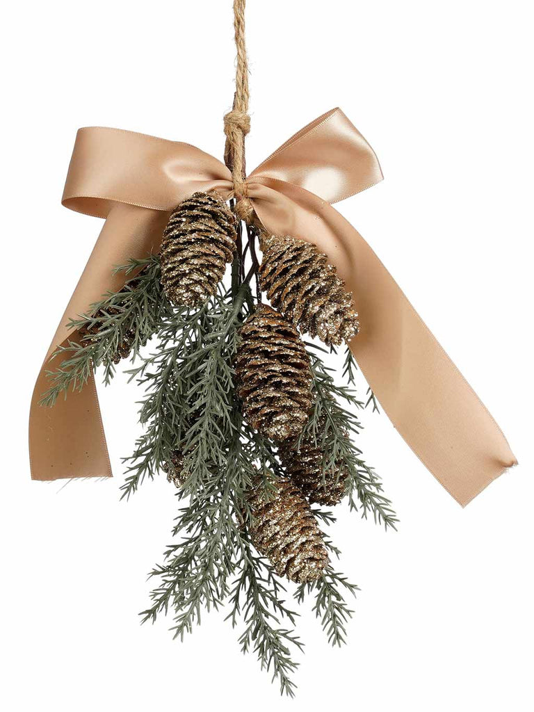28 x 12cm Pinecone Swag Ribbon - Gold