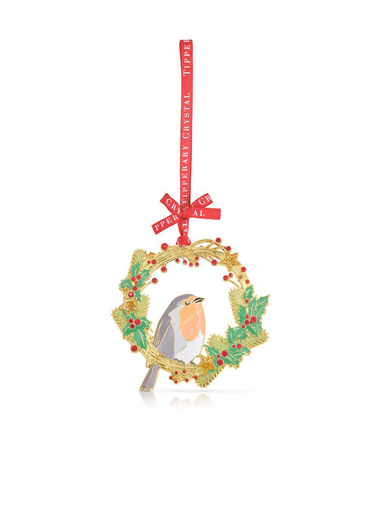 Sparkle Robin & Wreath Christmas Decoration