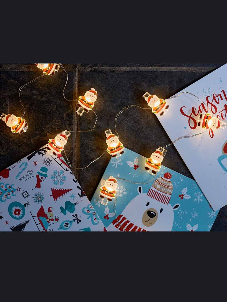 10 ClipCard String Lights Santa