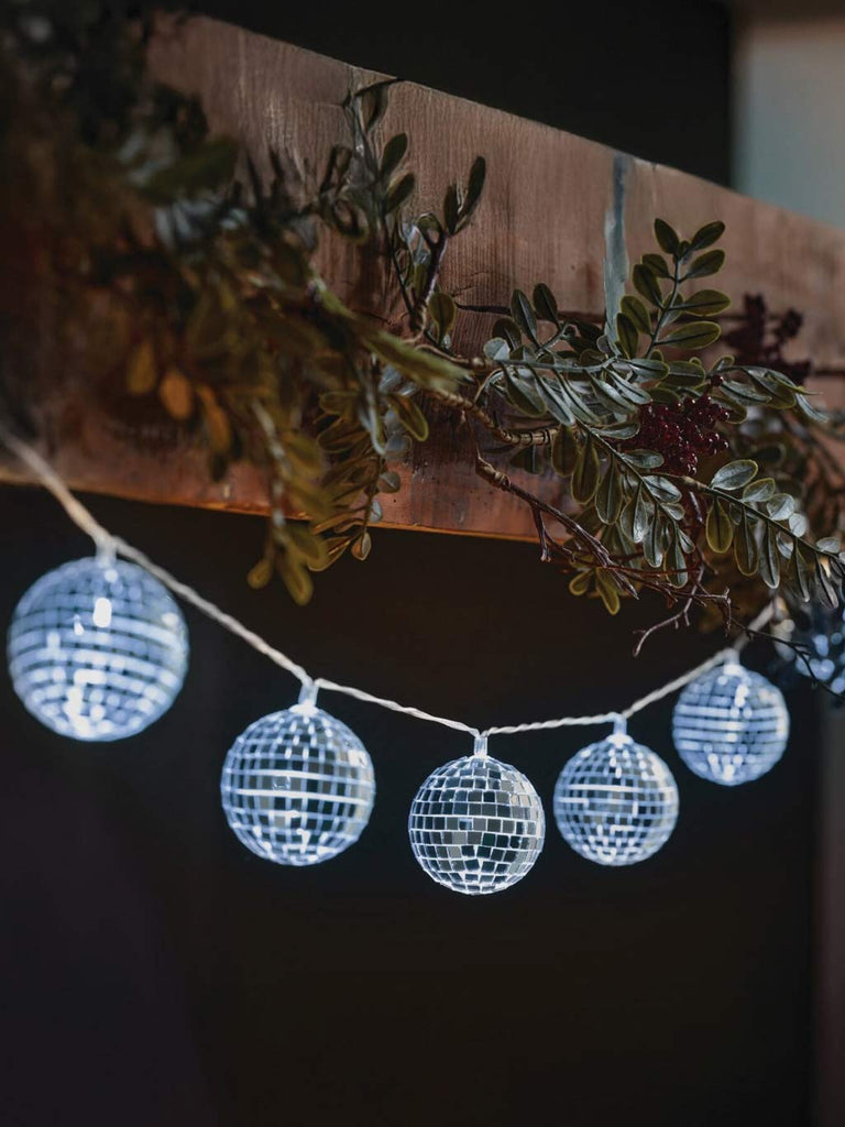 Set of 10 GlitterBall String Lights Cool White