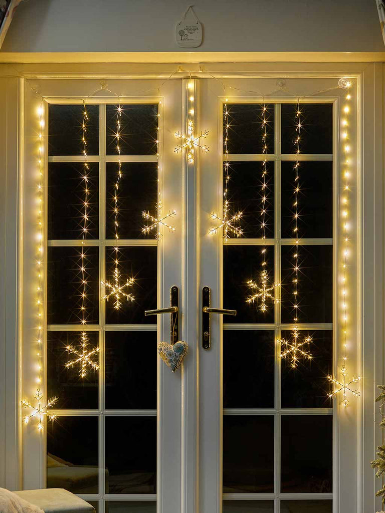 120 x 120cm Snowflake Curtain String Lights - Warm White