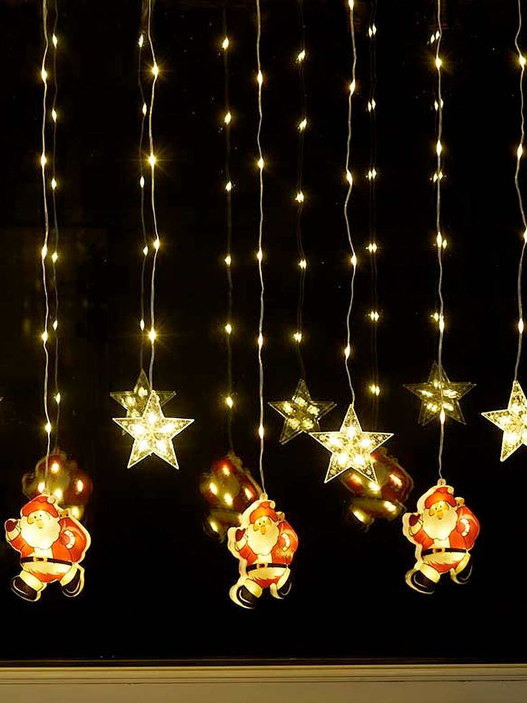 Xmas StarSanta Curtain Lights - Warm White