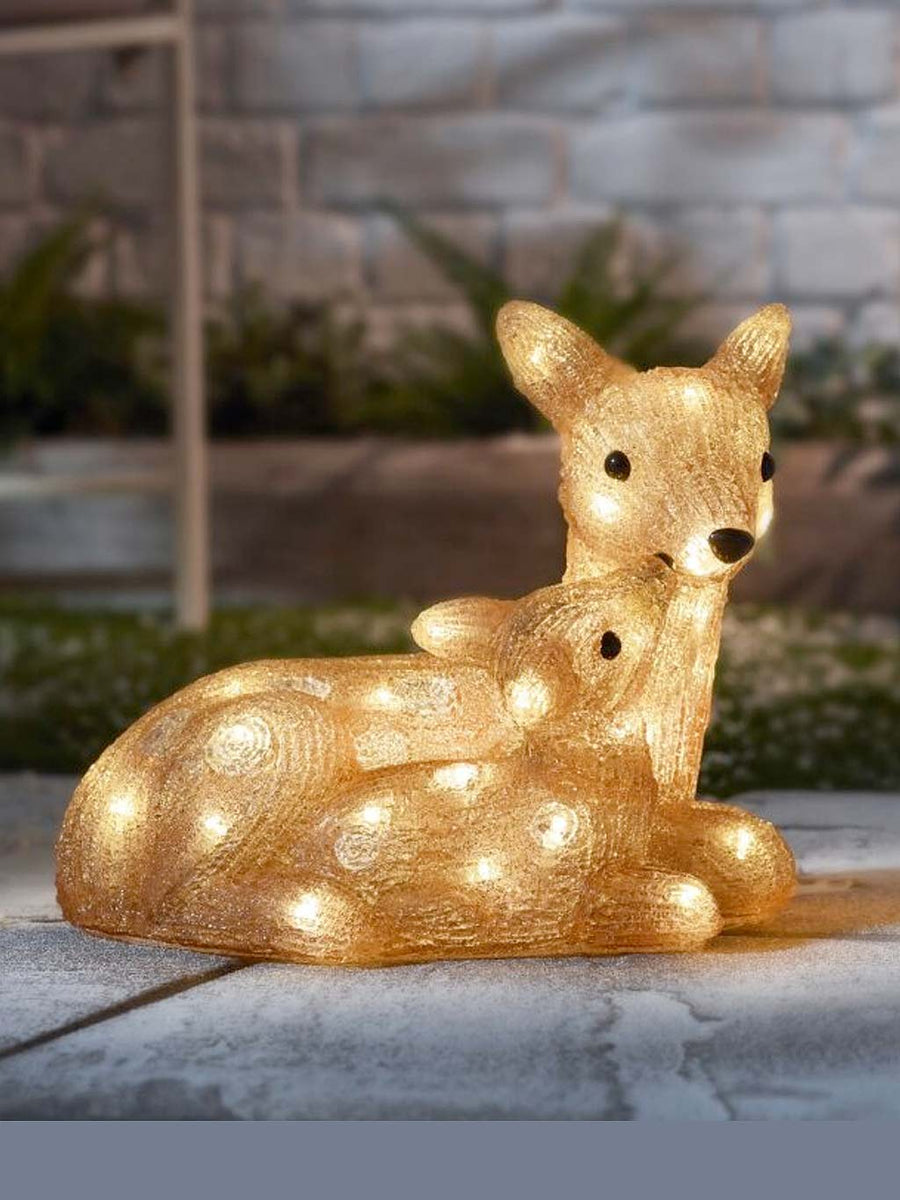 31cm InLit Ice Doe & Fawn – Seasons Christmas Outlet