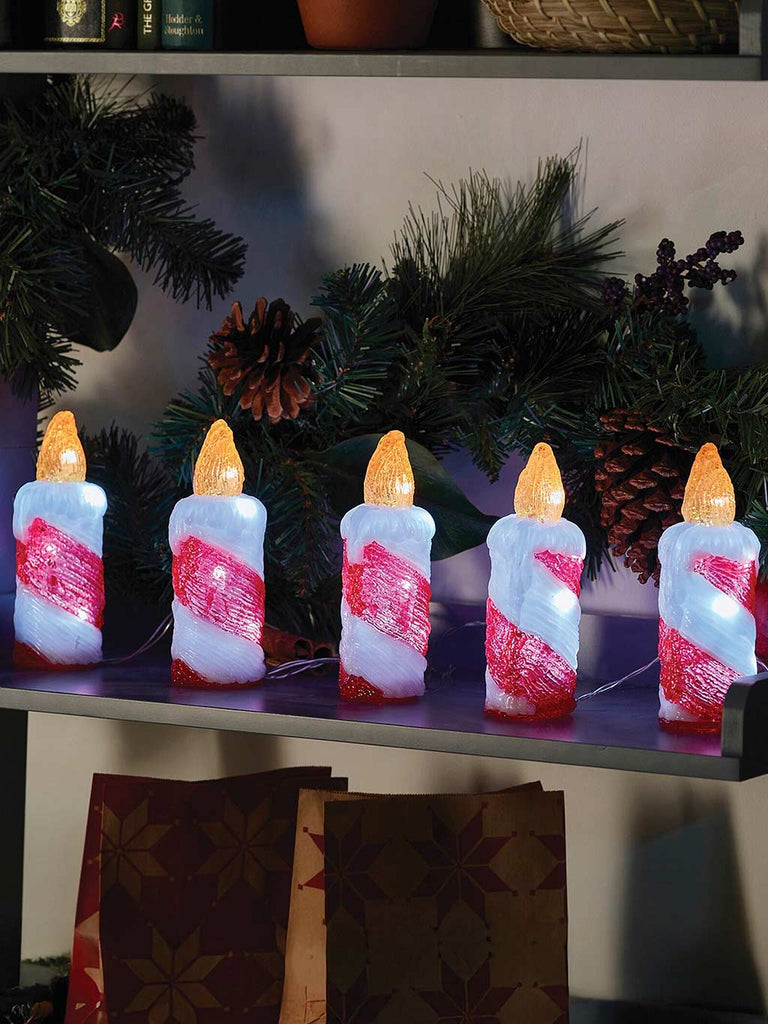 15cm InLit Ice Flickering Candles - Set of 5