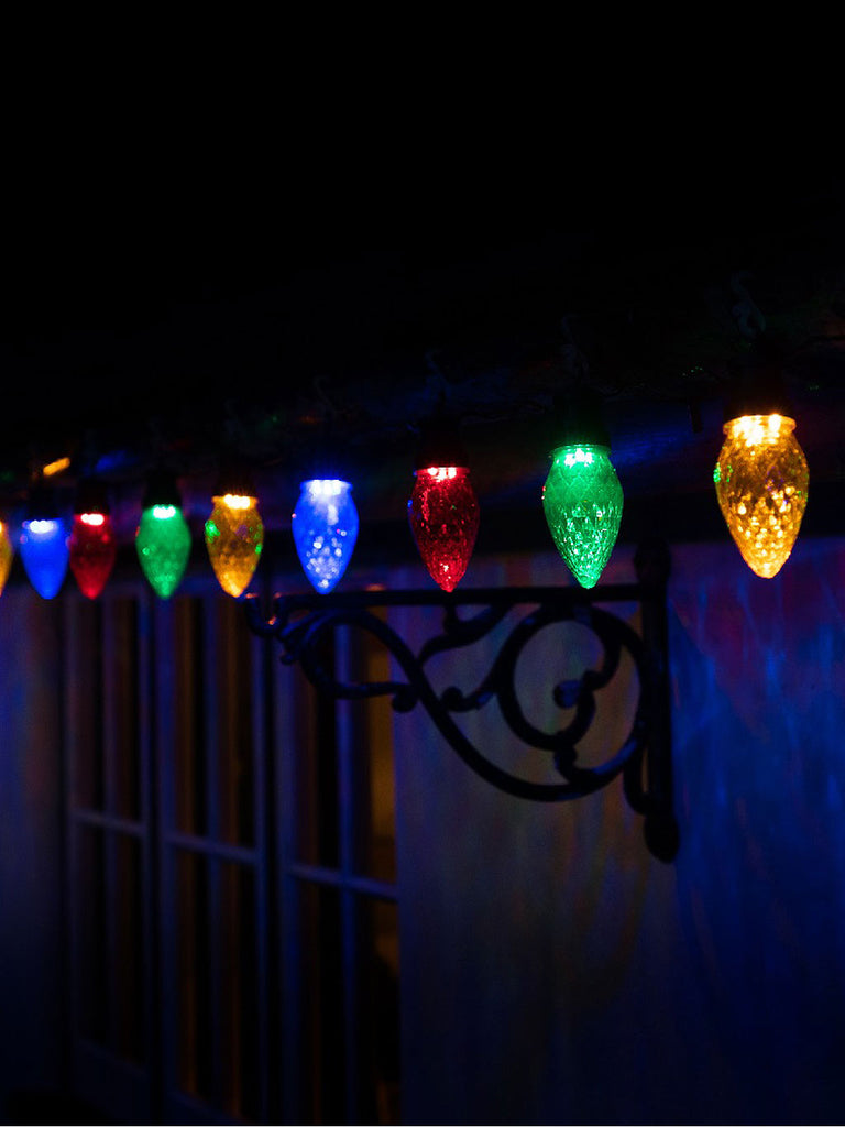 20 Large Faceted Cone Festoon Lights - Multicolour