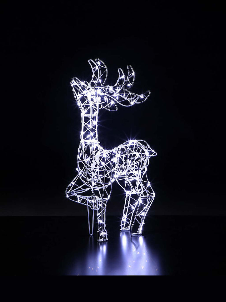 60cm White Flexi Wire Frame Tatton Standing Deer With 150 LEDs