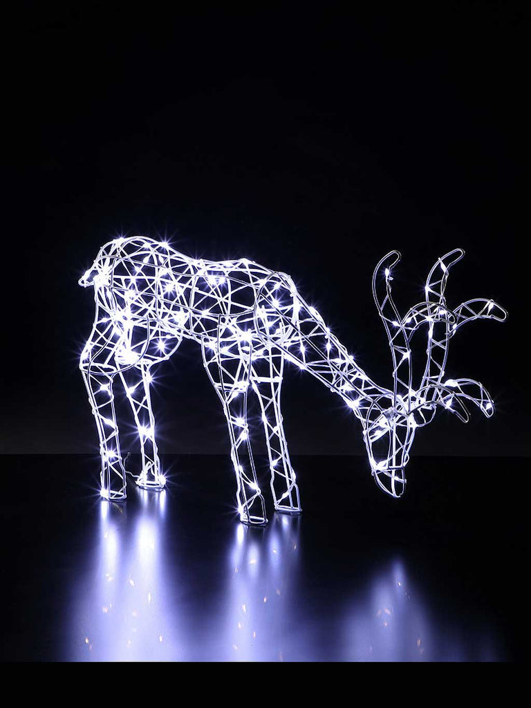 40cm White Flexi Wire Frame Tatton Grazing Deer With 160 LEDs