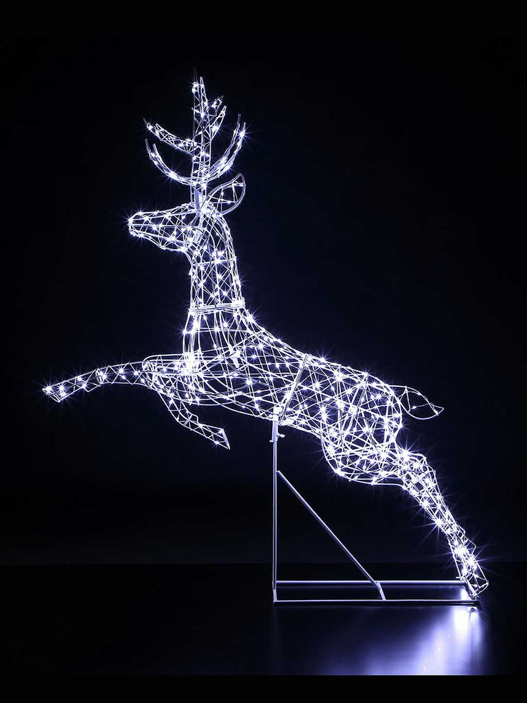 1.5m White Flexi Wire Frame Richmond Leaping Stag with 460 LEDS