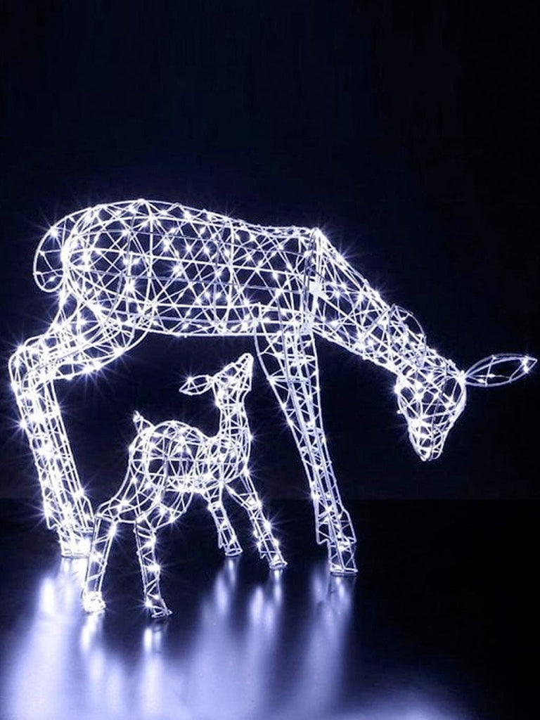 70cm White Flexi Woburn Deer & Fawn