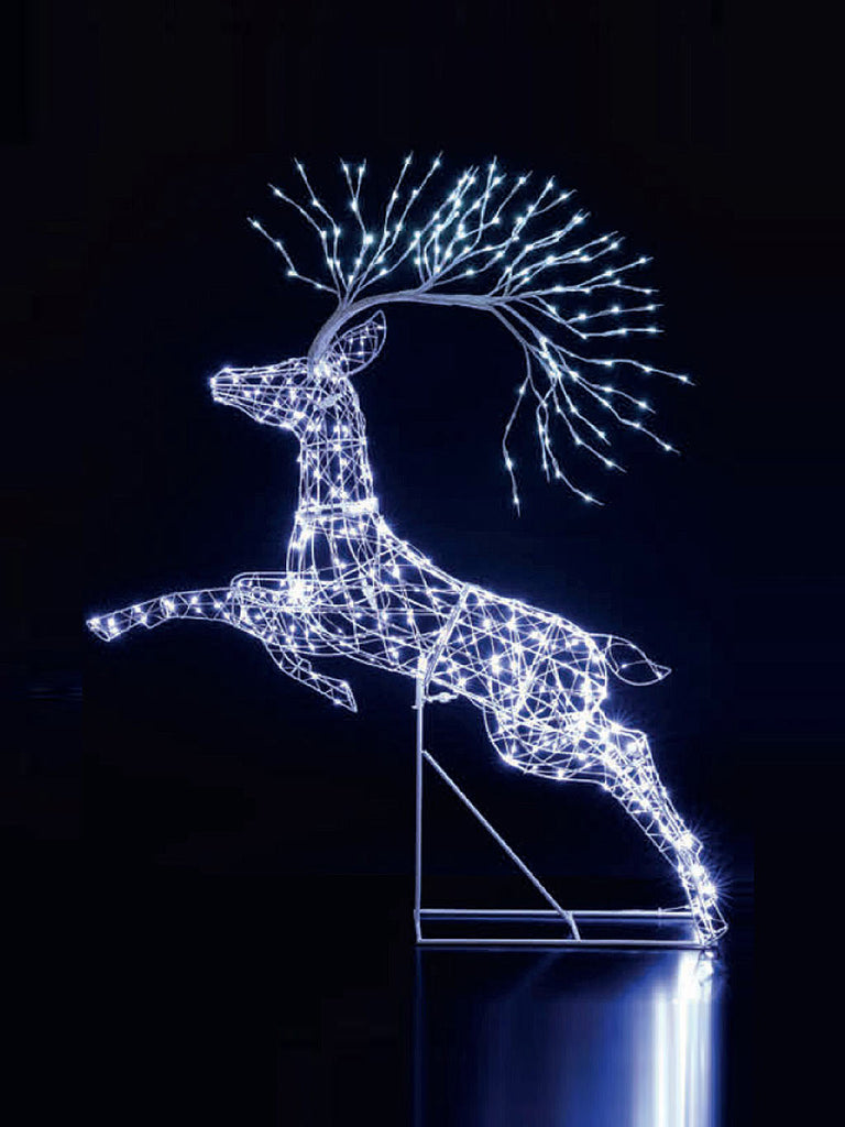 1.5M White Flexi Richmond Leaping Stag with Branch Antlers