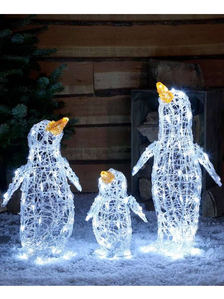 60cm Spun Acrylic Penguin Family