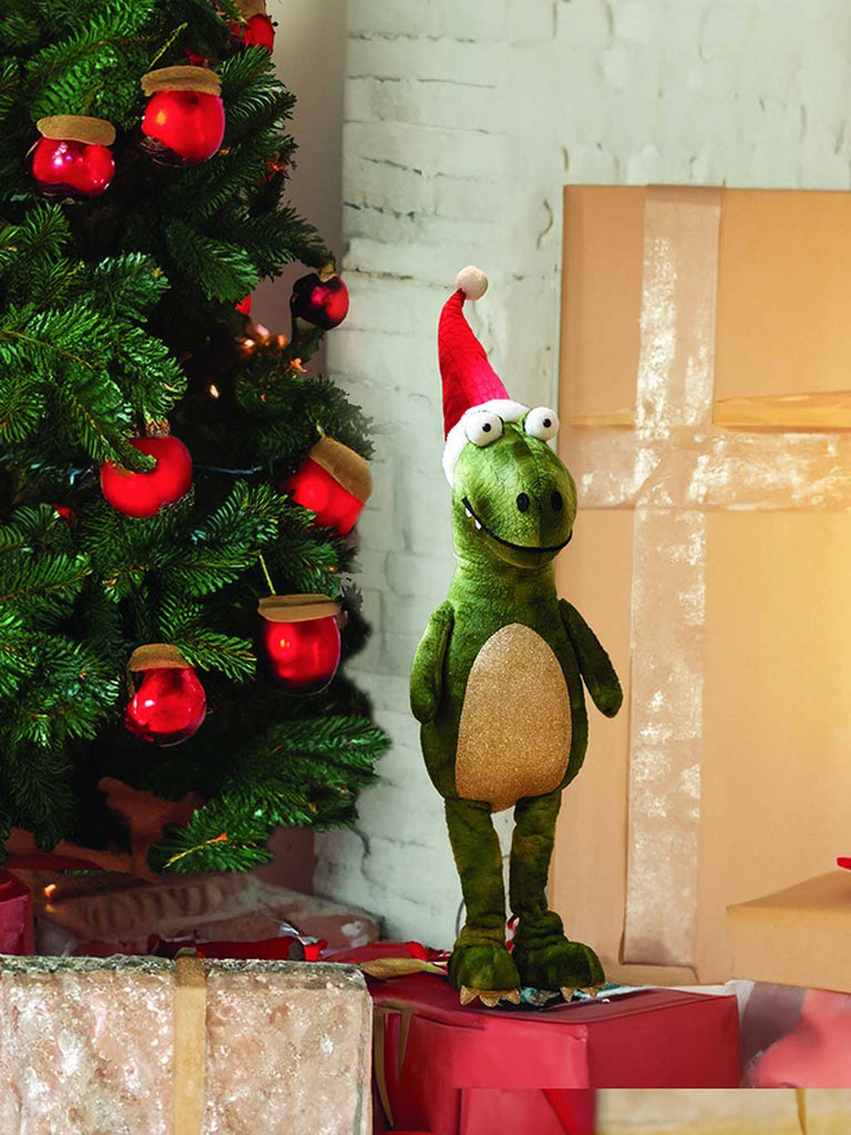 30cm Standing Green Festive Dino