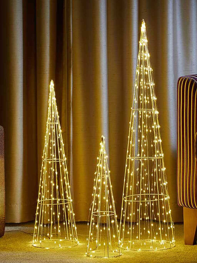 Set of 3 x 640 LED Tree Cones - Warm White
