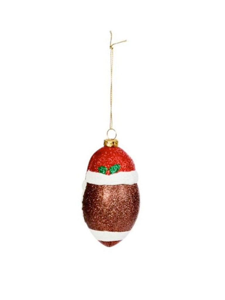 10cm Festive Rugby Ball Pendant
