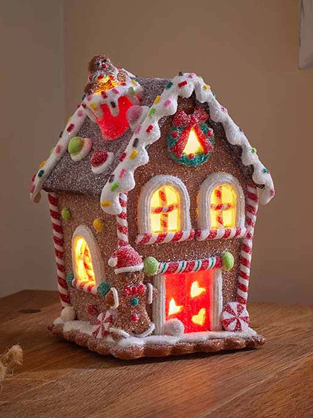 14 x 9 x 9 cm LED Gingerbread Candy Cottage – Seasons Christmas Outlet