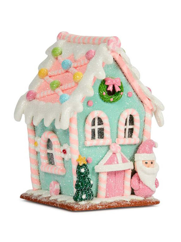 13.5 x 10 x 10cm LED Gingerbread Santa Ice Candy Cottage