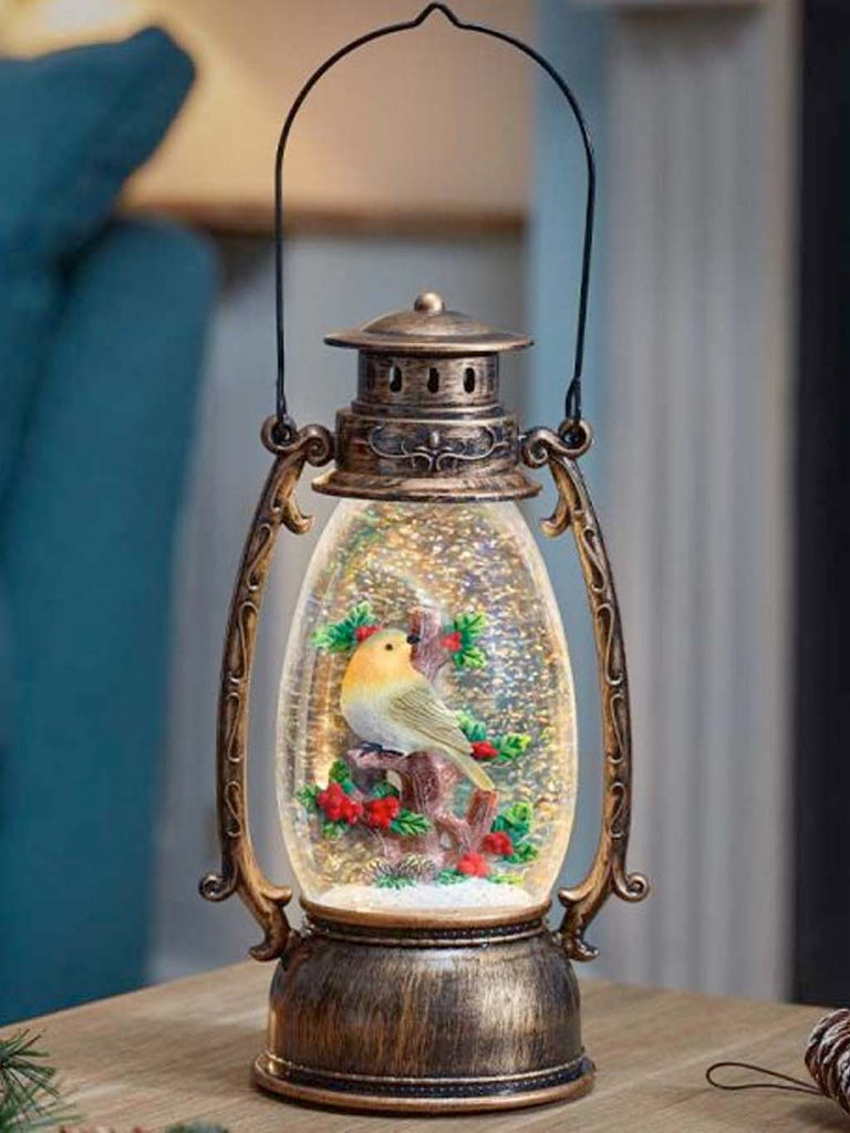 13cm SnowSwirl Festive Robin Lantern