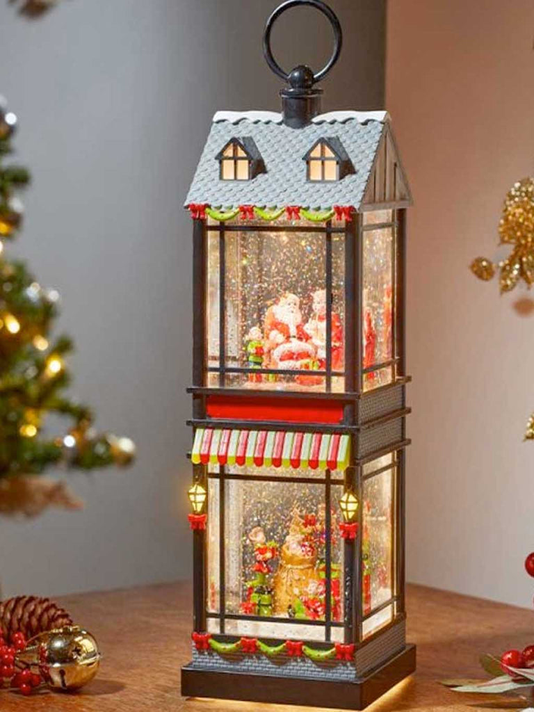 SnowSwirl Santa's Home Lantern