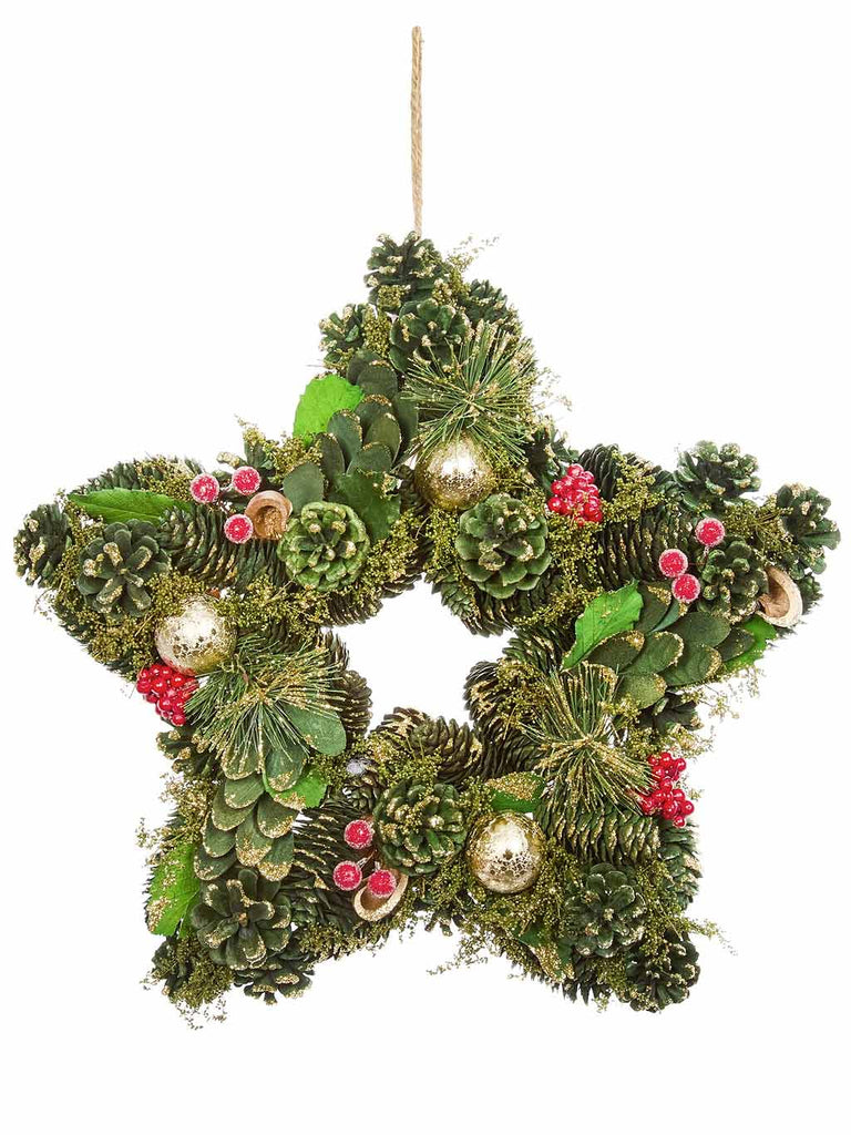 35cm Bauble Pine Star Wreath