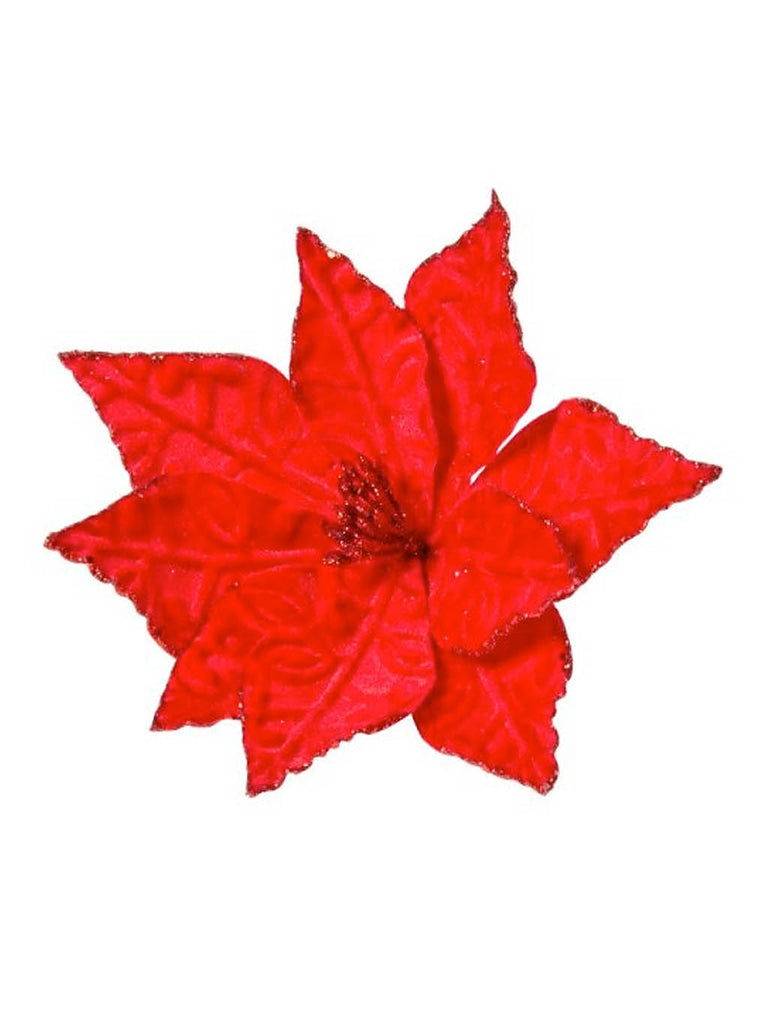 58cm Flower with Red Glitter Trim Stem