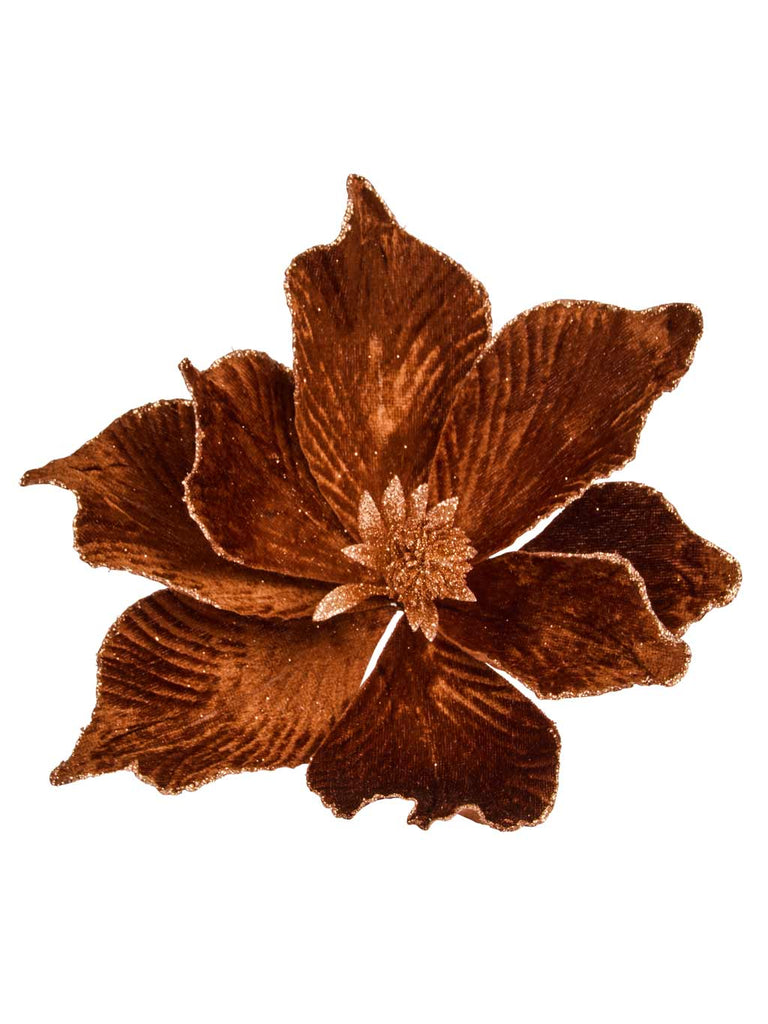 18cm Copper Bronze Velvet Flower Clip
