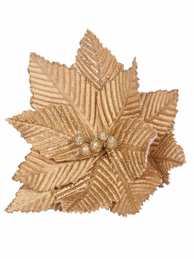 18cm Gold Glitter Flower Clip