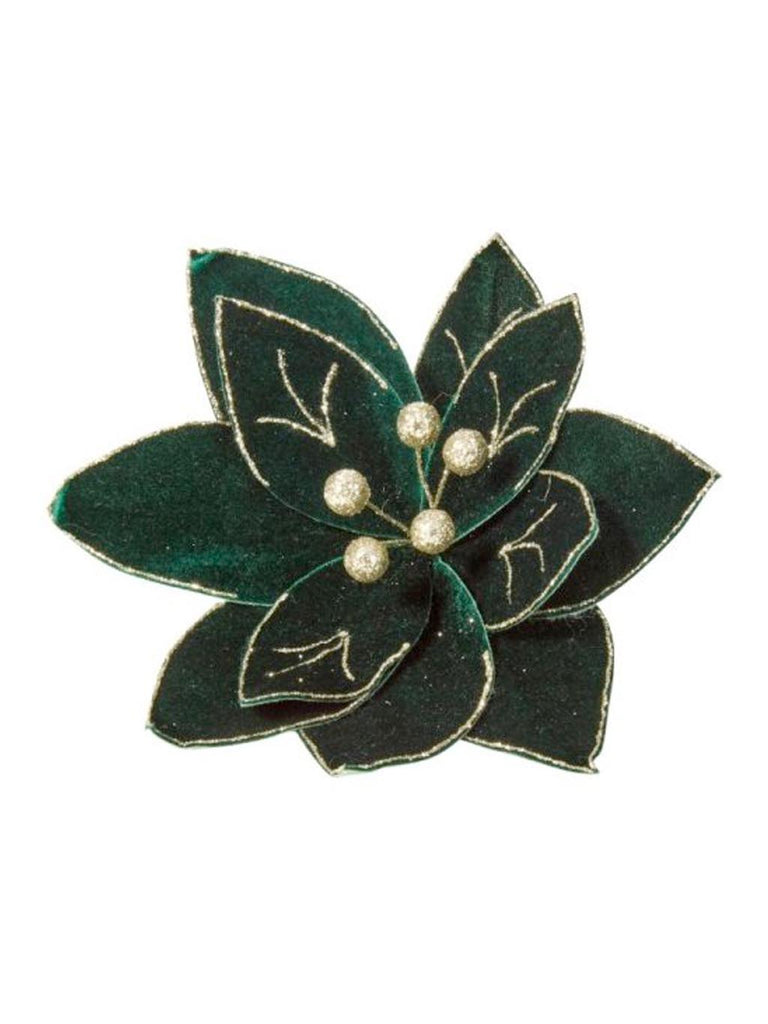 18cm Dark Green Velvet Flower Clip