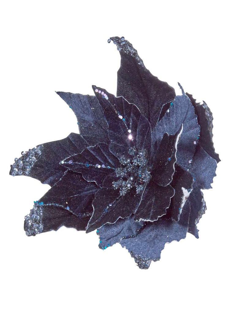 18cm Navy Blue Flower Clip On with Sequins
