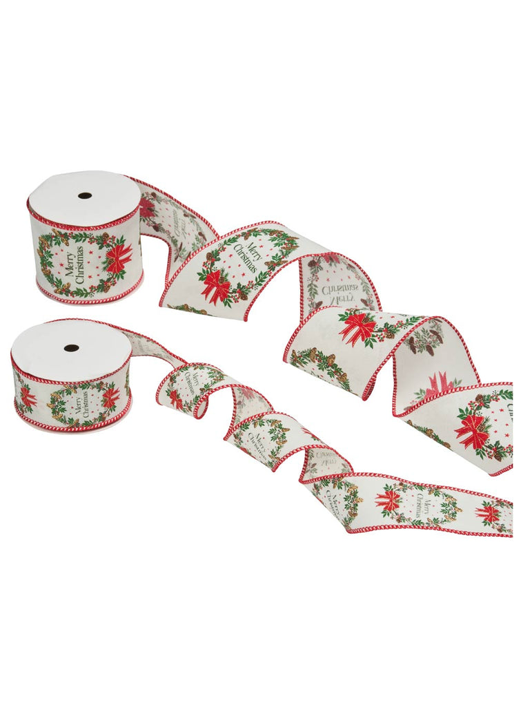 6.3cm x 3M Merry Wreath Premium Ribbon