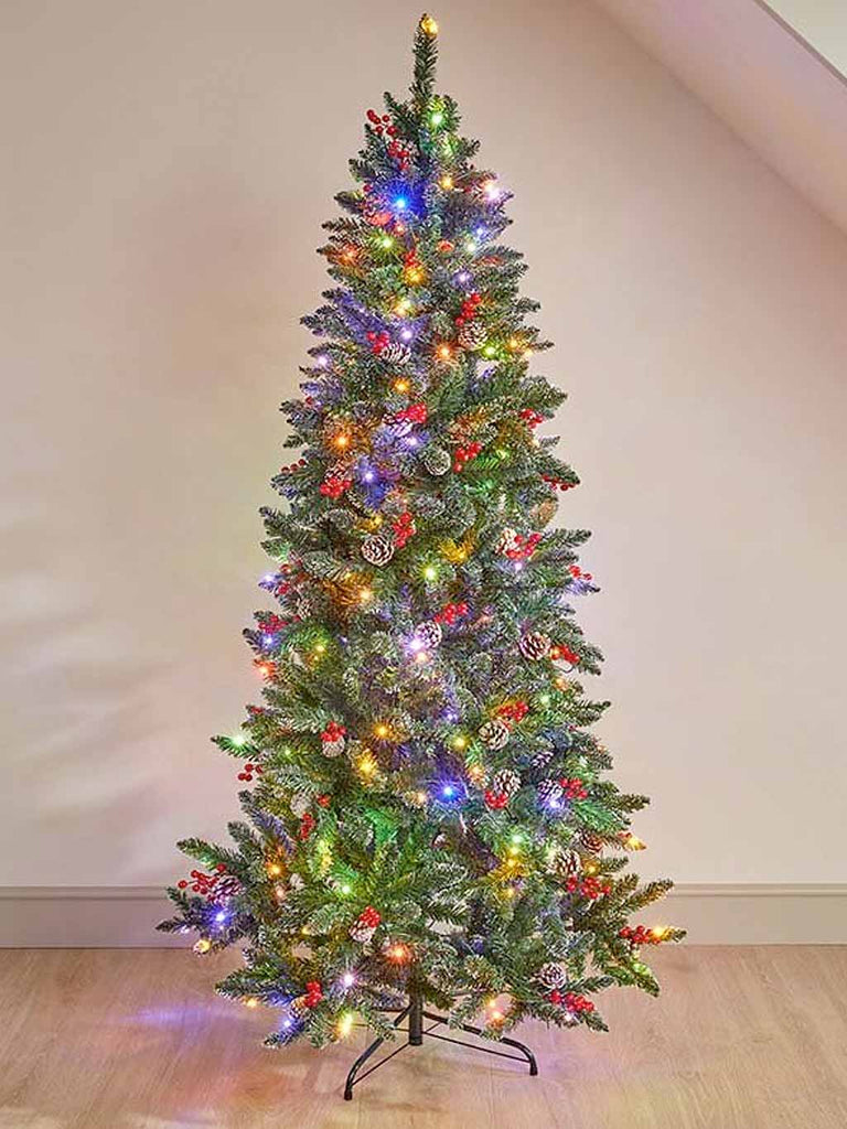7ft InLit Frosted Pine BerryCone Slim