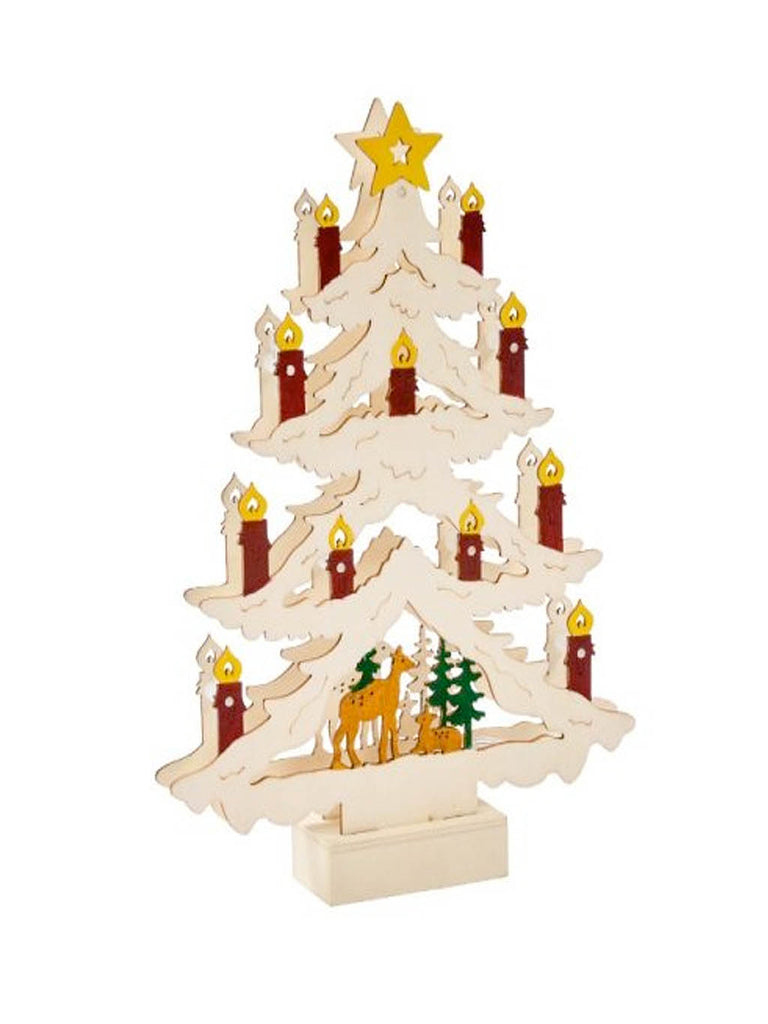 31cm InLit Wooden Candle Tree