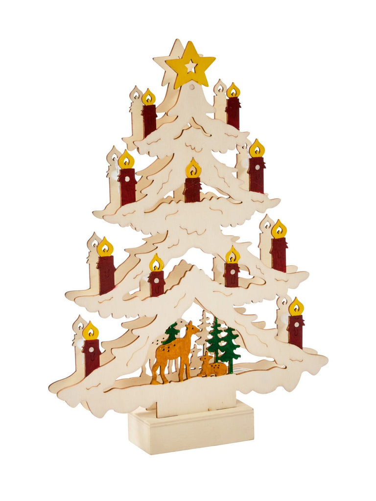 31cm InLit Wooden Candle Tree