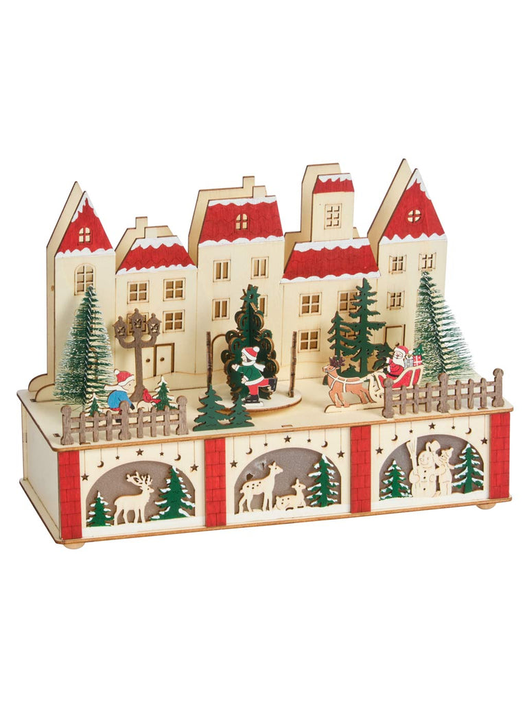 InLit Yule Town Wooden Christmas Scene