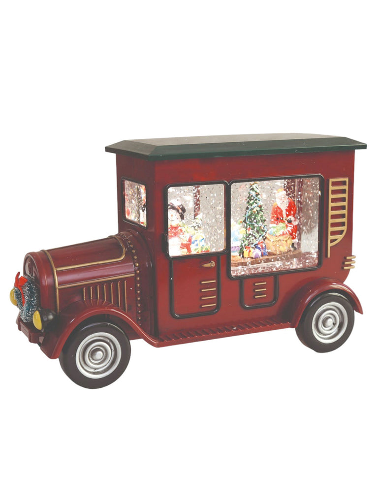 LED Santa Water Spinner Bus 16x26cm