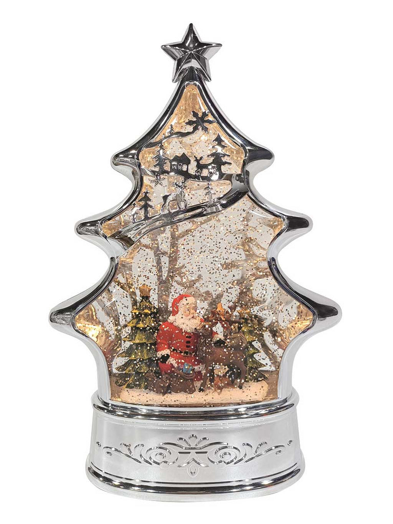 29.5cm Santa Tree Spinner - Silver
