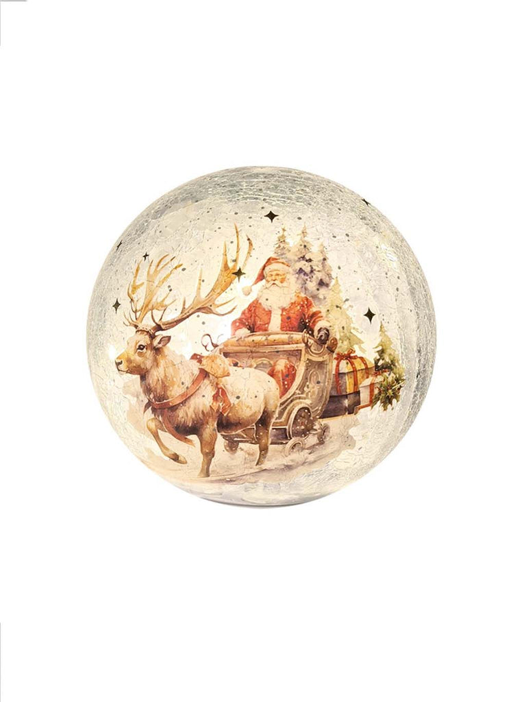 15cm B/O Crackle Effect Santa Sleigh Ball